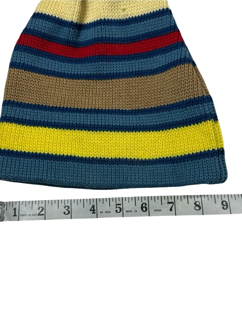 Vtg Smiley Parks Nevada 100% Wool Knit Pom Beanie Hat Blue Striped Ski 1 Size